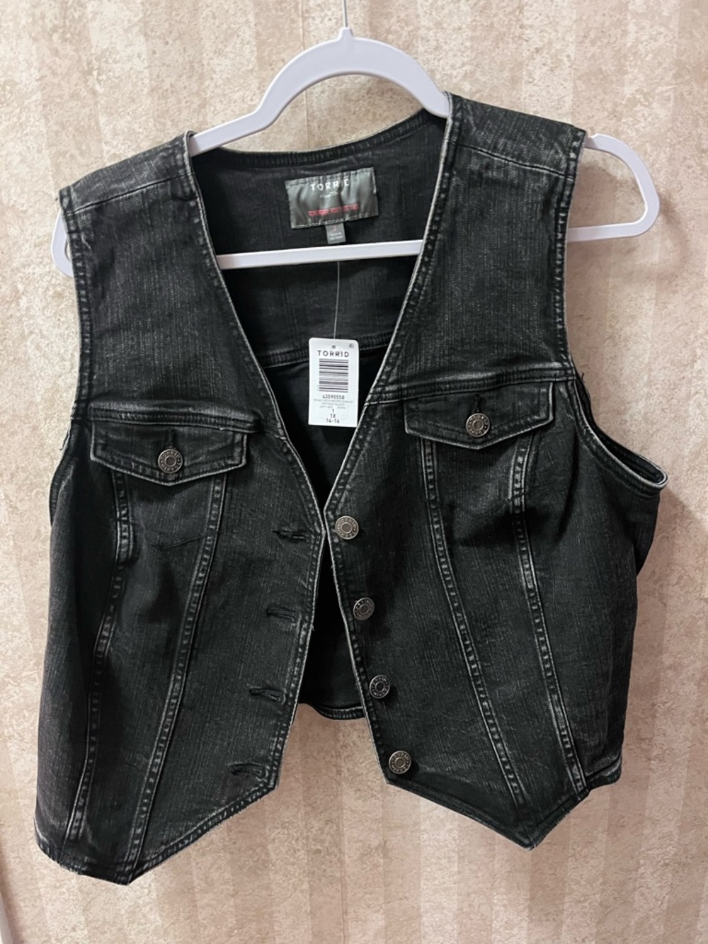 torrid Black Washed Denim Vest